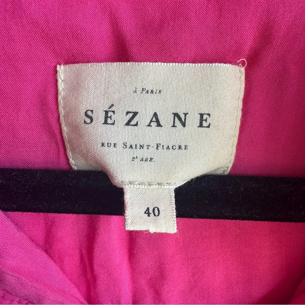 Sezane Sol pink Embroidered Eyelet Button Down Skater Skirt Dress size 8 - Picture 5 of 8